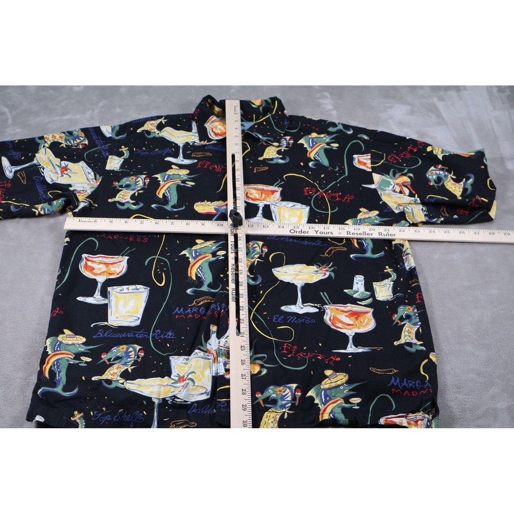 Bluewater Shirt Mens M Black Cotton Rayon Button Up Short Sleeve Relaxed - Picture 3 of 7